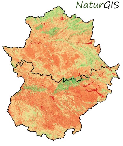 Mapa del Índice de Vegetación NDVI en Extremadura