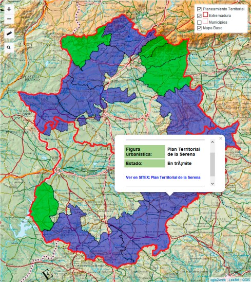 Visor NaturGIS del Plan Territorial en Extremadura